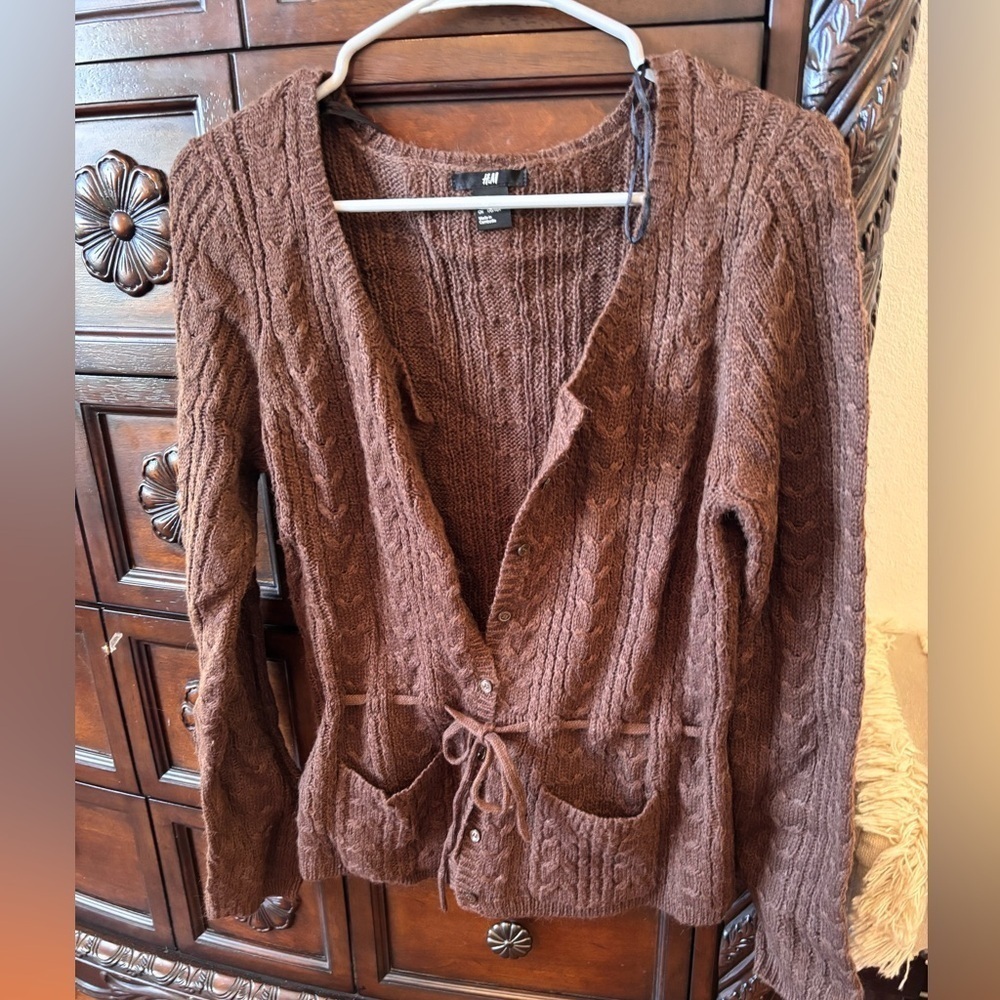 H&M Chocolate Brown Cable Knit Cardigan